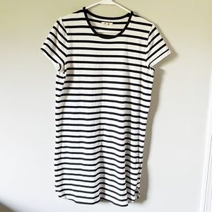 M Madewell Striped Tshirt Shift Dress Black White